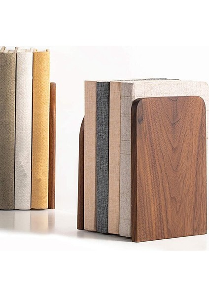 PAKETI1PAIR Wood Bookends, Kaymaz Black Ceviz Kitap Standı Ev Ofis Okulu, L Şekilli Kitap Uçları Mükemmel |