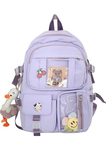 Kız Öğrenci Şeffaf Sırt Çantası Kore Lisesi Öğrenci Okul Çantası (Mor) (Yurt Dışından)