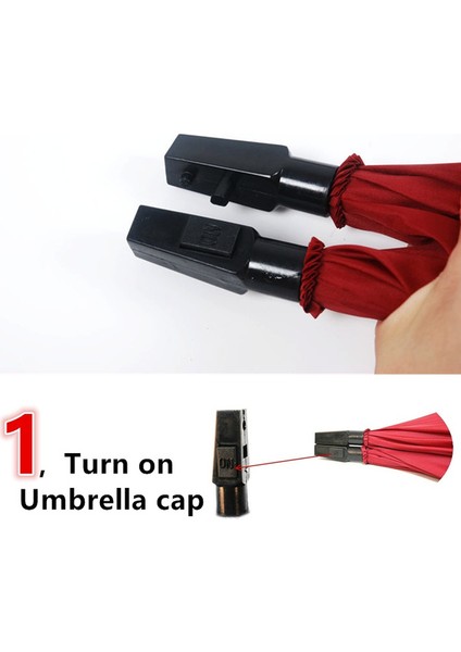 Süper Serin Kişilik Çift Üst Severler Çift Şemsiye Güneşli Yağmur Şemsiye (Kırmızı) fiyatları