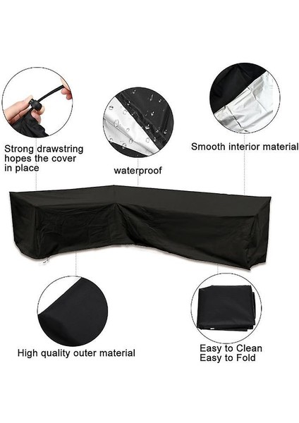 Ağır Hizmet Tipi Açık Kanepe Kapak, 100% Su Geçirmez 600D Teras Kanepe Kapak, Bahçe Veranda Mobilya Kapak L Şekli (215 * 215 * 87 Cm)