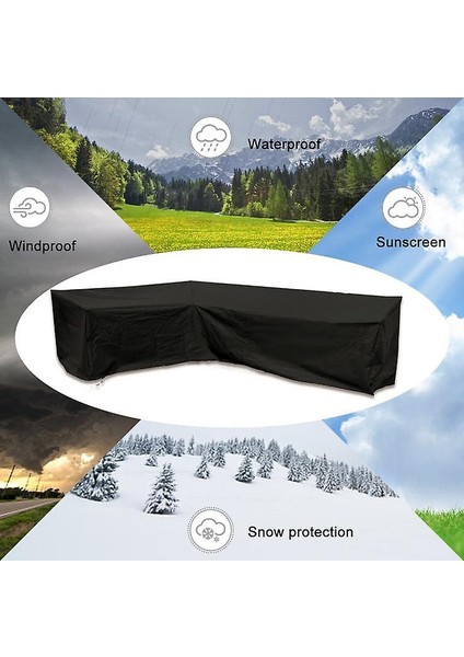 Ağır Hizmet Tipi Açık Kanepe Kapak, 100% Su Geçirmez 600D Teras Kanepe Kapak, Bahçe Veranda Mobilya Kapak L Şekli (215 * 215 * 87 Cm)
