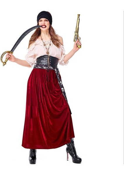 Kadın Korsan Kostüm Yetişkin Cosplay Fantezi Elbise Karnaval Kaptan Korsanlar Cadılar Bayramı Cosplay Kostüm | Film ve Amp;tv Kostümleri fiyatları