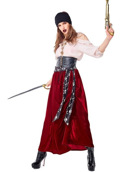 Kadın Korsan Kostüm Yetişkin Cosplay Fantezi Elbise Karnaval Kaptan Korsanlar Cadılar Bayramı Cosplay Kostüm | Film ve Amp;tv Kostümleri fırsatları