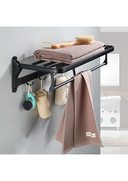 Banyo Havlu Askısı Alüminyum Siyah Katlanabilir Banyo Havlu Tutucu Katlanır Banyo Rafları Havlu Rayları | Havlu Rafları