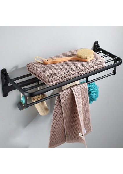 Banyo Havlu Askısı Alüminyum Siyah Katlanabilir Banyo Havlu Tutucu Katlanır Banyo Rafları Havlu Rayları | Havlu Rafları