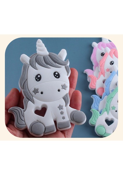 10 Adet Silikon Unicorn Bebek Diş Kaşıyıcı Gıda Sınıfı Emzik Zincir Aksesuarları Diş Çıkarma Takı Kolye Dişler Noel Oyuncaklar Kemirgen | Bebek Dişçileri