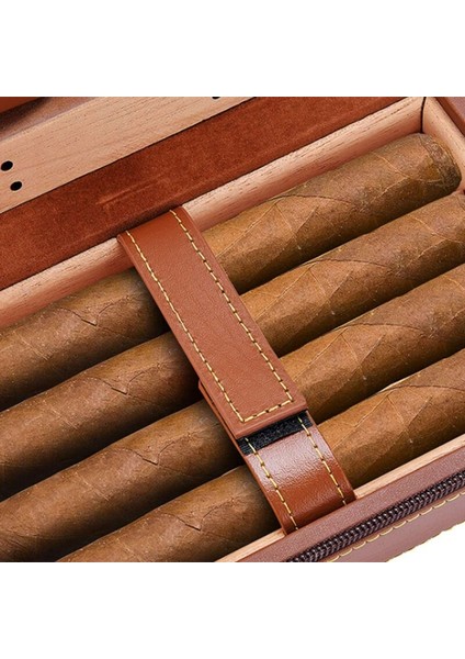 Puro Depolama Puro Humidors Puro Neme Durumda Taşınabilir Cedar Ahşap Deri Seyahat Neme Nemlendirici Set Hediye Kutusu | Puro Aksesuarları