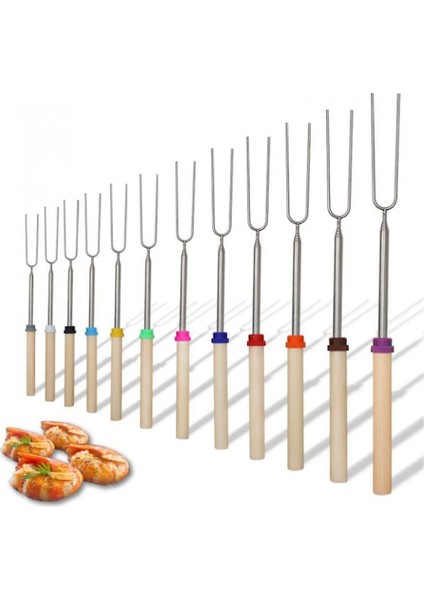 Kavurma Çubukları Ahşap Sapı 8 Şiş Teleskoping Çatal Barbekü Araçları(Yurt Dışından)