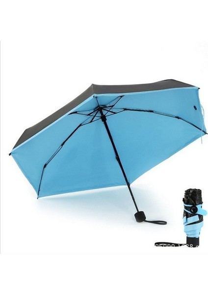 Yaratıcı Mini Cep Şemsiye Temizle Erkekler Şemsiye Rüzgar Geçirmez Katlanır Şemsiye Kadınlar Kompakt Yağmur Şemsiye (Mavi)