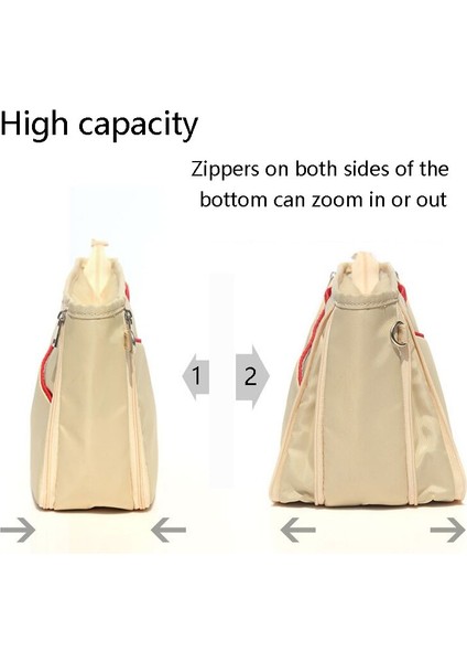 Haki Küçük Naylon Seyahat Saklama Çantası Kozmetik Saklama Çantası Genişletebilir (19 cm * 8 cm * 14.5 Cm)
