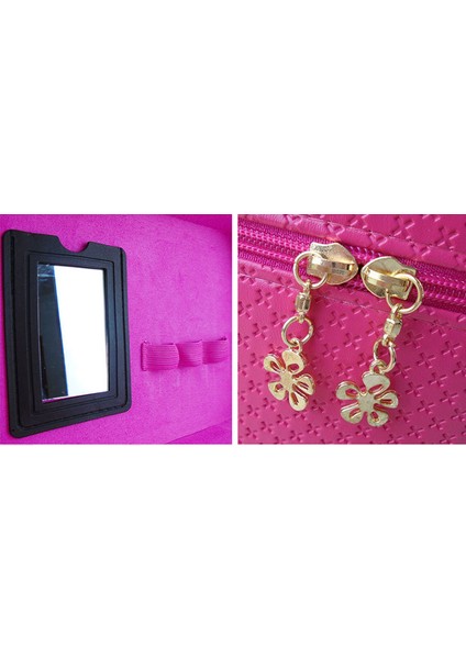 Gül Pembe Küçük Taşınabilir Kozmetik Saklama Çantası Tuvalet Çantası (22.5 cm * 15.5 cm * 16 Cm) fırsatları