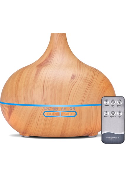 550 ml Yağ Difüzör Ultrasonik Uzaktan Kumanda Ahşap Tahıl Elektrik Aromaterapi Hava Nemlendirici 7 Renkli LED Işıkları Ofis House | Nemlendiriciler