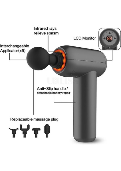 Elektrikli Masaj Kas Masaj Tabancası Kas Stimülatörü Titreşimli Geri Boyun Masajı ile 6 Kafaları Vücut Zayıflama Rölyef Ağrı Relax (Ab Tak) (Kutu Ile)(Yurt Dışından) modelleri