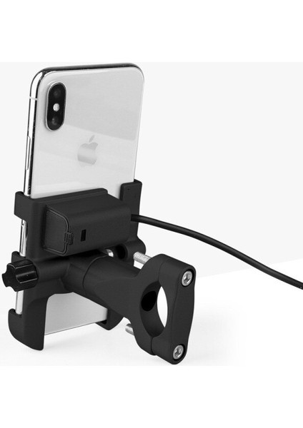 Alüminyum Motosiklet Bisiklet Telefonu Tutucu Standı USB Şarj Moto Bisiklet Gidon Dikiz Aynası Mobil Braketi Gps Desteği | Telefon Tutucular ve duruş