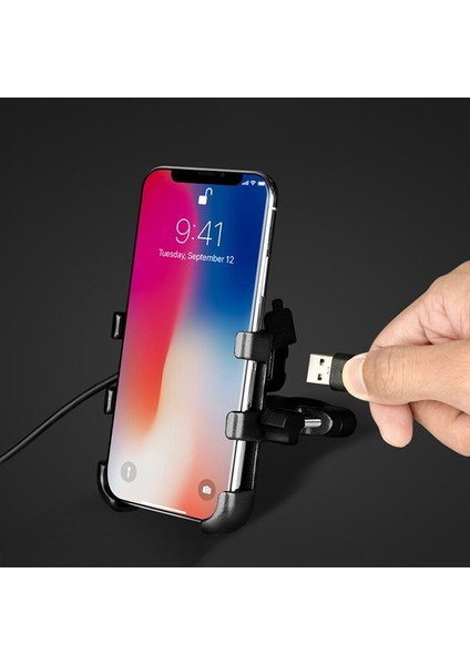 Alüminyum Motosiklet Bisiklet Telefonu Tutucu Standı USB Şarj Moto Bisiklet Gidon Dikiz Aynası Mobil Braketi Gps Desteği | Telefon Tutucular ve duruş fiyatları