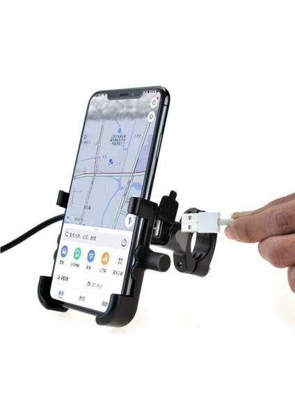 Alüminyum Motosiklet Bisiklet Telefonu Tutucu Standı USB Şarj Moto Bisiklet Gidon Dikiz Aynası Mobil Braketi Gps Desteği | Telefon Tutucular ve duruş modelleri
