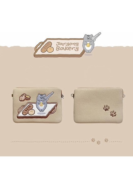 Tablet Durumda Laptop Saklama Çantası Mac Ipad Pro Için Karikatür Tost Kedi Kollu Liner Çanta Öğrenci Kızlar Kılıf | Kozmetik Çanta ve davalar fırsatları