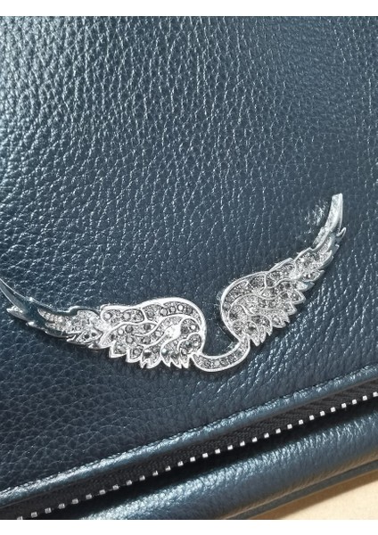 Kadın Deri Çanta Katı Renk Lady Bir Omuz Fermuar Zincir Kanatları Alışveriş Için Rhinestone Dekor Çanta | Kozmetik Çanta ve davalar fiyatları