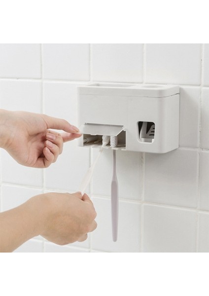 16 cm Uygun Diş Fırçası Tutucu Diş Fırçası Diş Macunu Depolama Banyo Aksesuarları Çok Işlevli Otomatik Diş Macunu Dağıtıcı | Diş Fırçası ve diş Macunu Tutucular
