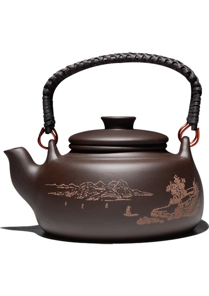 Çin Çay Pot Kung Fu Zisha Büyük Kapasiteli Çay Potu Filtre ile Yaratıcı Kolu Mor Kil Çaydanlık Su Isıtıcısı Seti | Çaydanlıklar (1)