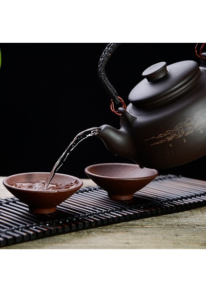 Çin Çay Pot Kung Fu Zisha Büyük Kapasiteli Çay Potu Filtre ile Yaratıcı Kolu Mor Kil Çaydanlık Su Isıtıcısı Seti | Çaydanlıklar (1)