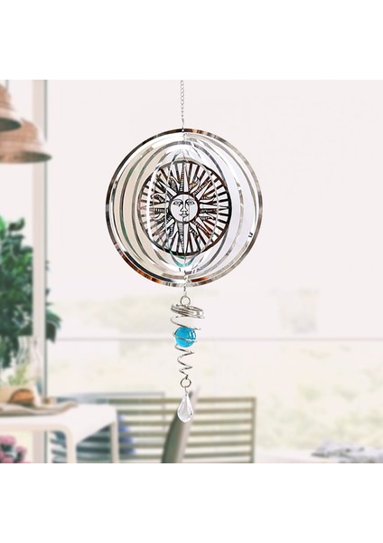 Paslanmaz Çelik 3D Dönen Rüzgar Chime Rüzgar Spinner Asılı Süsler Spiral Kuyruk Topu ile Katlanır Rüzgar Spinner Ev Oda Dekor | Rüzgar Çanları ve asılı Süslemeler fırsatları