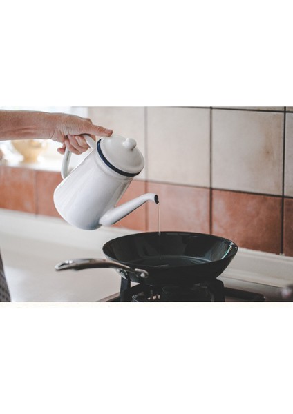 1.1lthickened Emaye Ince Ağız Tencere Damla Cezve Gooseneck Spout Uzun Ağız Kahve Su Isıtıcısı Ev Çay Aracı | Çaydanlıklar (Beyaz) modelleri