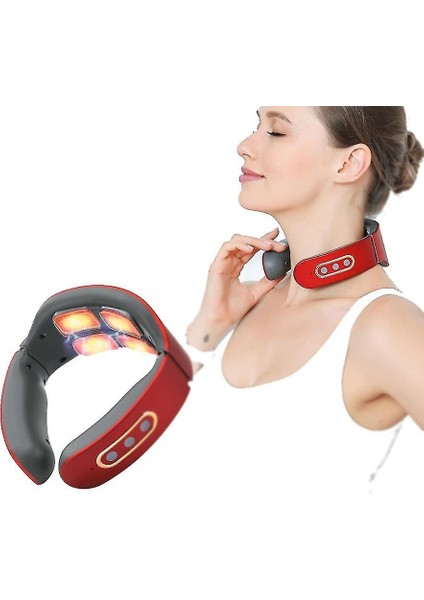 Boyun Masajı Neckology Isı ile Servikal Masaj Ekipmanları (Kırmızı)