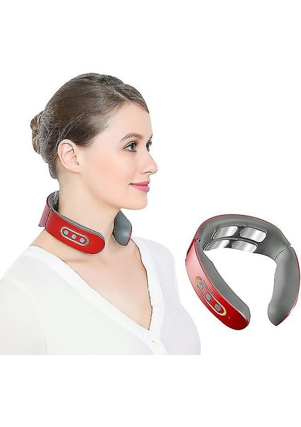 Boyun Masajı Neckology Isı ile Servikal Masaj Ekipmanları (Kırmızı)