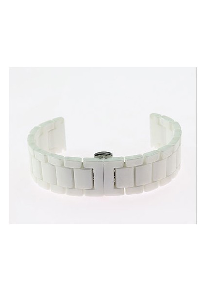 Armani Beyaz Üstün Seramik Watch Band Erkekler Için Katı Çelik Dağıtım Toka Yüksek Kaliteli Kavisli Uç Bilezik | Izle Bantları(Yurt Dışından)