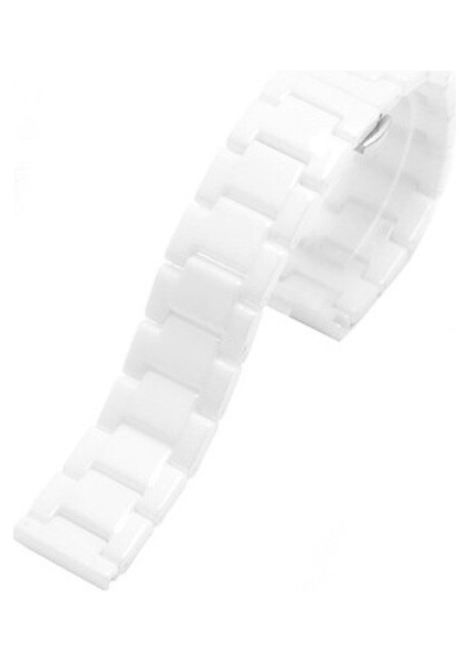 Armani Beyaz Üstün Seramik Watch Band Erkekler Için Katı Çelik Dağıtım Toka Yüksek Kaliteli Kavisli Uç Bilezik | Izle Bantları(Yurt Dışından)