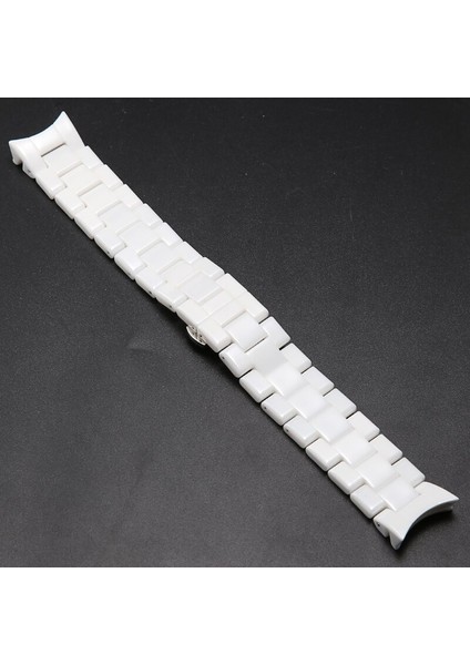 Armani Beyaz Üstün Seramik Watch Band Erkekler Için Katı Çelik Dağıtım Toka Yüksek Kaliteli Kavisli Uç Bilezik | Izle Bantları(Yurt Dışından)