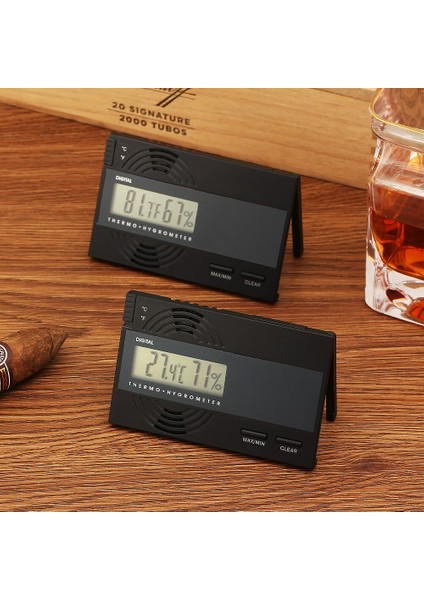 1 Adet Elektronik Puro Higrometre Neme Ev Iç Mekan Sıcaklık Nem Ölçer Dijital Puro Humidor Higrometre | Puro Aksesuarları