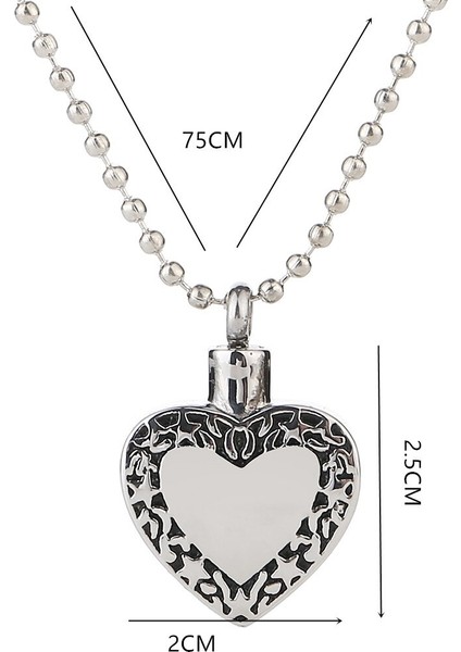 Kalp Şeklinde Kolye Kolye Zincir ile 75 cm / 29 Inç Kremasyon Külleri Locket | Kolye