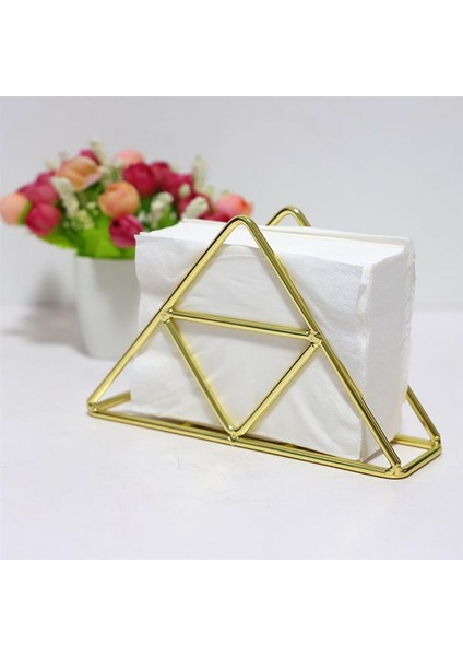 Lüks Retro Üçgen Peçete Tutucu Doku Kağıt Raf Konteyner Masaüstü Organizatör Masa Dekorasyon Otel Restoran | Kağıt Tutucular (Altın) fiyatları