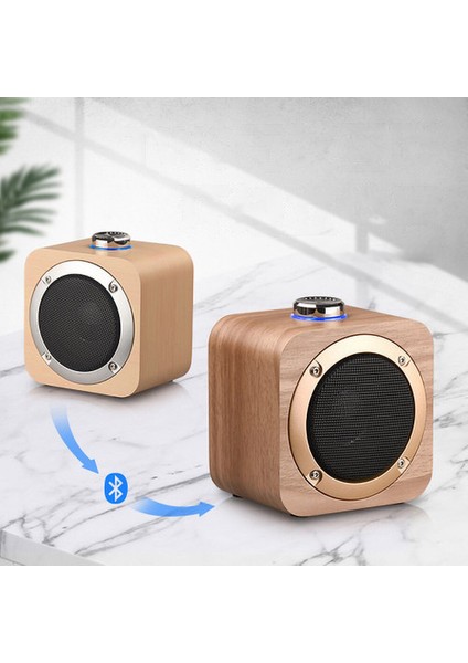 Taşınabilir Ahşap Bluetooth Hoparlör Kablosuz Bas Subwoofer Hoparlör Müzik Çalar Vintage Dışarıda Subwoofer | Taşınabilir Hoparlörler (Bambu Stili)