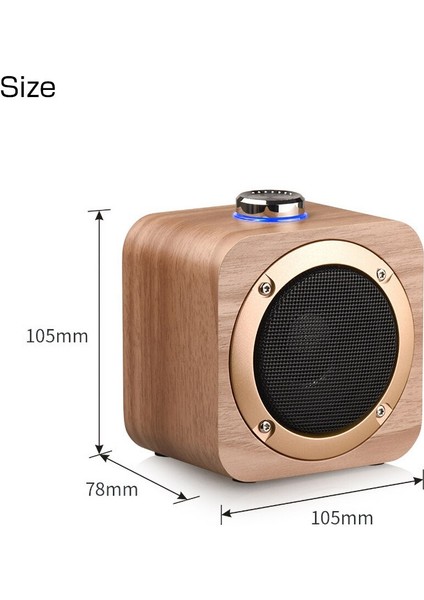 Taşınabilir Ahşap Bluetooth Hoparlör Kablosuz Bas Subwoofer Hoparlör Müzik Çalar Vintage Dışarıda Subwoofer | Taşınabilir Hoparlörler (Bambu Stili)