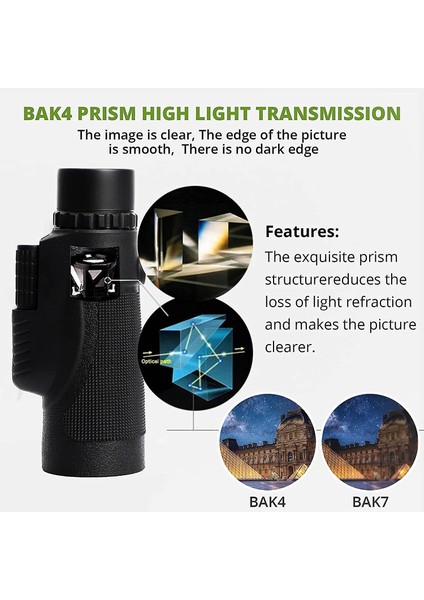 Monoküler Teleskop, 12X50 Hd Starscope Monoküler, Teleskop Monoküler ile Bak-4 Prizma Fmc Lens 20MM Büyük Mercek Kuş Gözlüyor Avcılık Konser Topu Oyunu Kamp Seyahat, (Siyah) modelleri