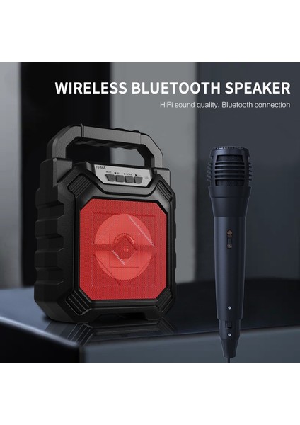 Taşınabilir Bluetooth Hoparlör Açık Taşınabilir Kablosuz Bluetooth Kare Hoparlör Kart Subwoofer ile | Taşınabilir Hoparlörler (Siyah)