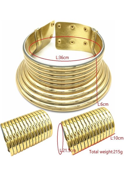Takı Seti Afrika Kabile Altın Yaka Abartılı Kadınlar Kolye Bilezik Sergi Için El Yüzük Gerdanlık (Yurt Dışından)