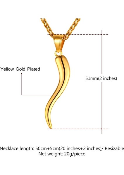 Collare Italyan Boynuz Kolye Cornuto Altın Renk Cornuto Takı Paslanmaz Çelik Cornicello Koruma Kolye | Boynuz Kolye | Takı Paslanmaz Çelik Paslanmaz Çelik Kolye