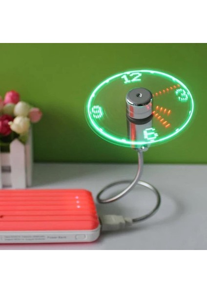 Mini Esnek Gooseneck LED Saat USB Fan Pc Dizüstü Saati Için Serin