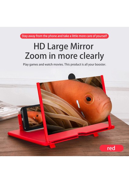 12 Inç 3D Cep Telefonu Ekran Büyüteç Hd Video Amplifikatör Film Oyunu ile Braketi Standı Oyunu Büyüteç Katlanır Telefon Masası Tutucu | Telefon Ekranı Amplifikatörler (Beyaz)