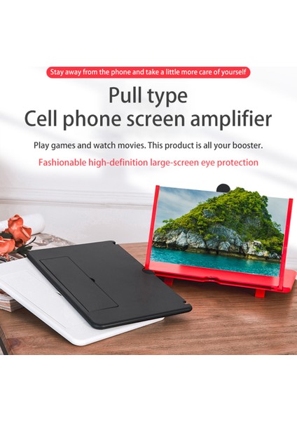 12 Inç 3D Cep Telefonu Ekran Büyüteç Hd Video Amplifikatör Film Oyunu ile Braketi Standı Oyunu Büyüteç Katlanır Telefon Masası Tutucu | Telefon Ekranı Amplifikatörler (Beyaz)