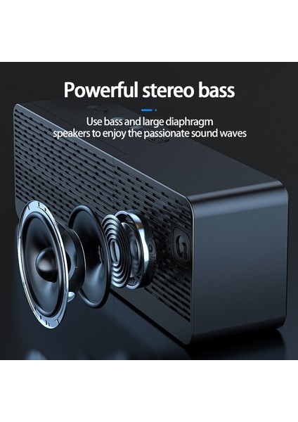 Ayna Çalar Saat Bluetooth Hoparlör Ses Subwoofer Kablosuz Küçük Hoparlör Desteği Bluetooth / Tf Kart / Aux Line Oynatma | Subwoofer (Siyah)