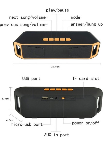 Taşınabilir Kablosuz Açık Bluetooth Hoparlörler Bas Stereo Ses Subwoofer Fm Radyo Mp3 Çalar Bilgisayar Akıllı Telefonlar Için USB Tf | Taşınabilir Hoparlörler (Kırmızı)