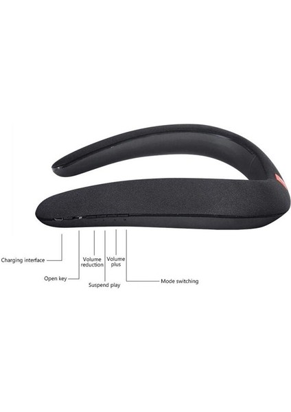 Boyun Bluetooth Hoparlör Kablosuz Mp3 Çalar Güylenebilir Subwoofer Magic Bluetooth Moda Spor Hoparlör Dj Ses | Taşınabilir Hoparlörler (Siyah)