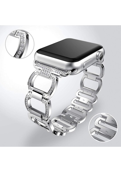 Lüks Metal Elmas Bilezik Apple Watch Uyumlu Band Için IWatch Uyumlu Paslanmaz Çelik Döngü Bilek Kayışı | Izle Bantları fiyatları
