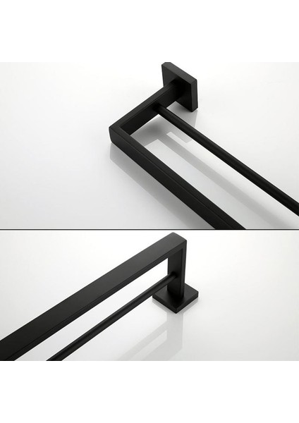 50 cm Banyo Duvara Monte Havlu Asku Sus 304 Paslanmaz Çelik Mat Siyah Çift Havlu Bar Banyo Aksesuarları | Havlu Rafları