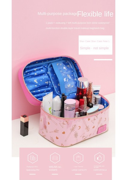 Bayanlar Kozmetik Çantası Pu Deri Taşınabilir Saklama Çantası Organizatör Büyük Kapasiteli Çanta Mücevher Kutusu Sailor Moon | Kozmetik Çanta ve davalar modelleri